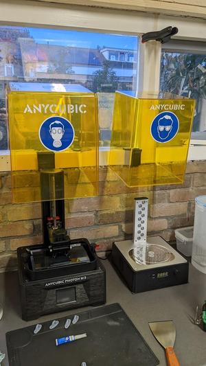 Resin printer cover hanger