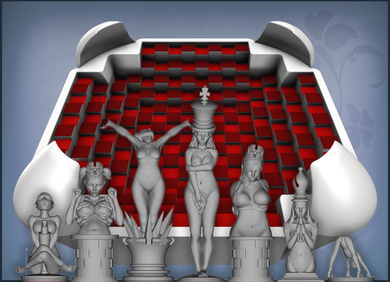 4 Player Chess Board + Nude Chess Set