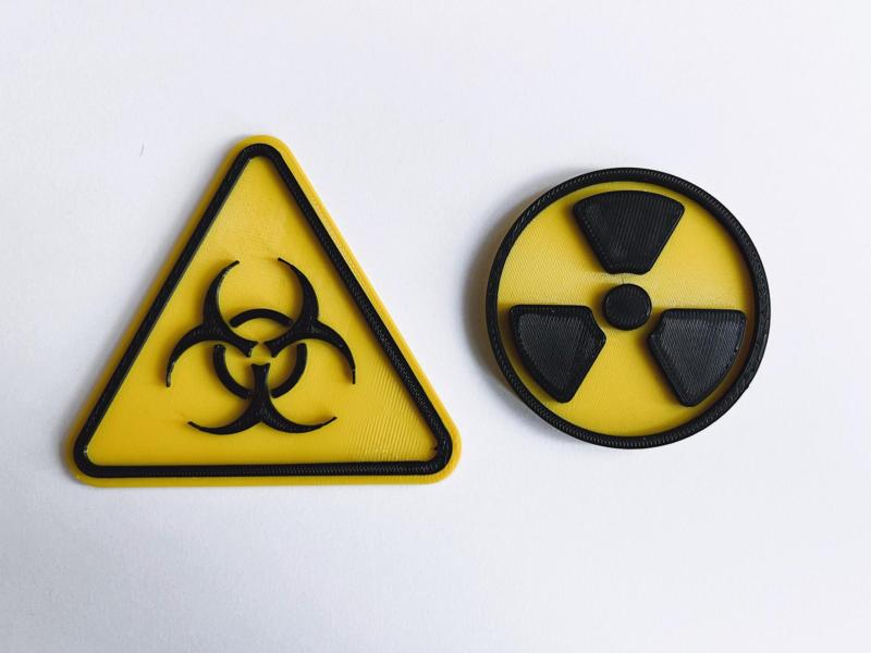 Radioactive and biohazard signs
