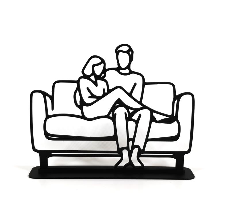 Minimal Line Art Couple On Couch
