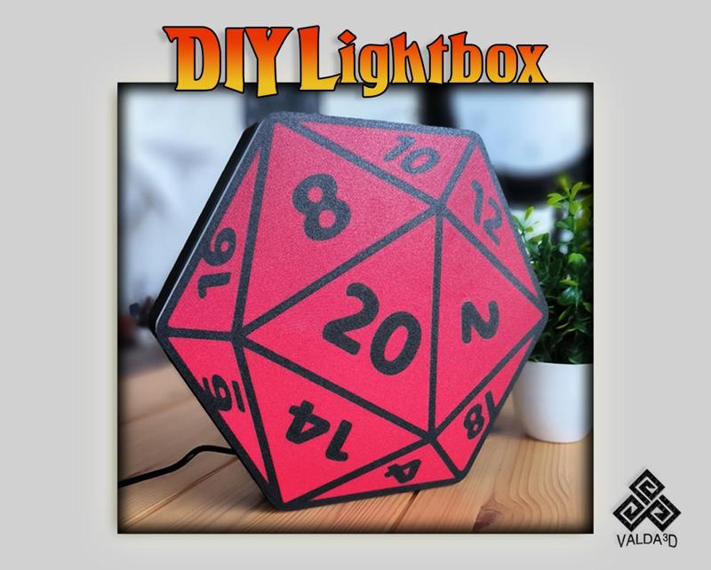 D20 Dice Lightbox Lamp - D&D