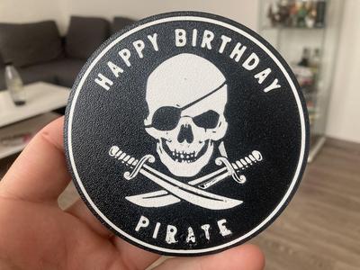 Happy birthday pirate coaster