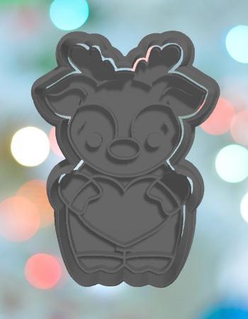 Christmas Reindeer With Heart Cookie Cutter