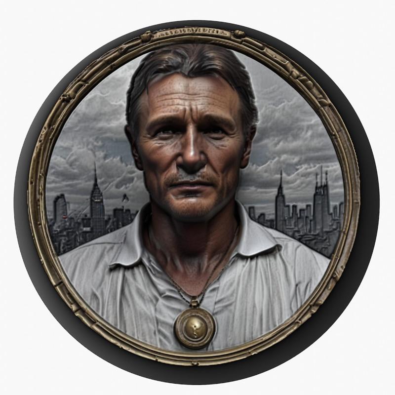 Liam Neeson medallion pendant