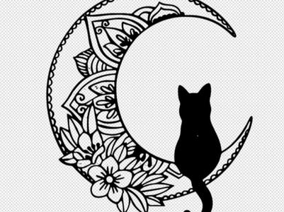 Cat and Moon wall art silhouette