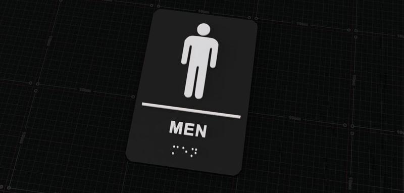 Men Restroom Sign with Braille