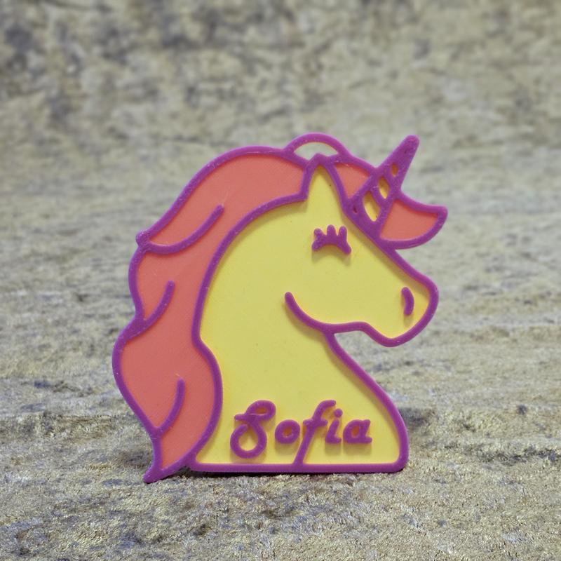 Unicorn name tag for Sofia
