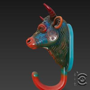 Cyber Bull Hook - Robotic Cow Wall Hanger