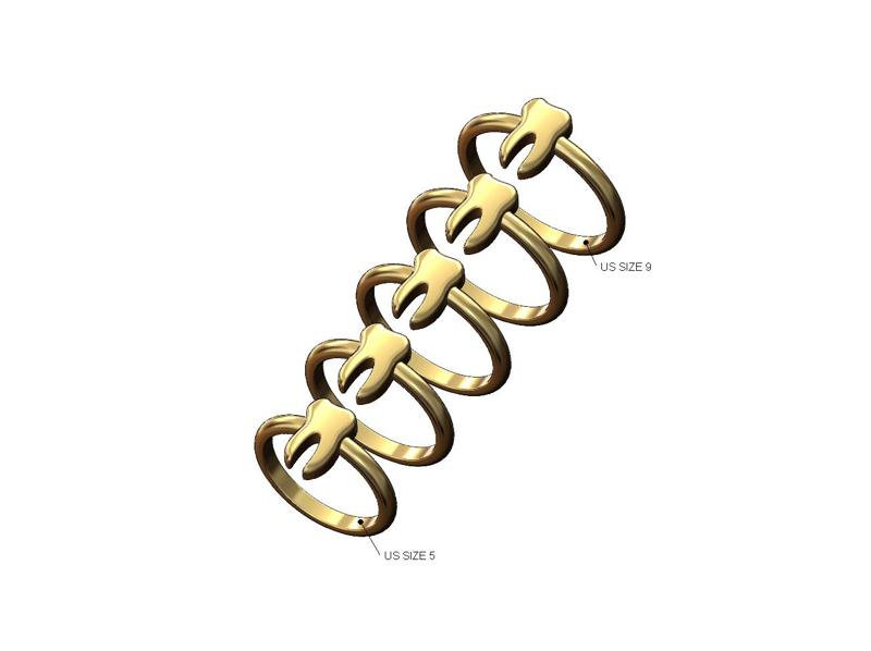 Tooth dentist thin ring US sizes 5to9 3D print model
