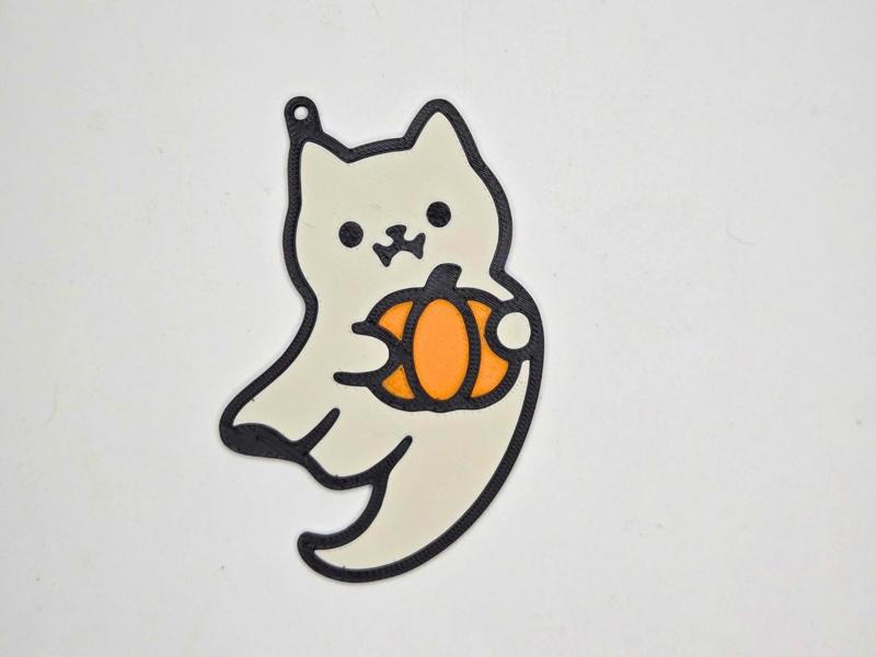 Ghost Kitty with Pumpkin