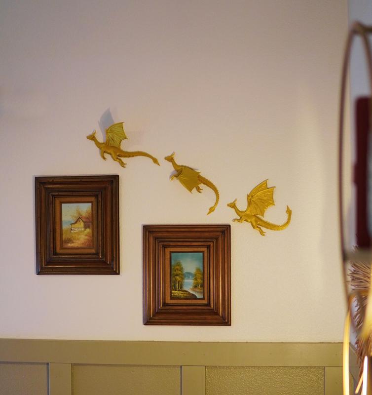 Dragons In Flight- Three Wall-Mounted Dragon Decor