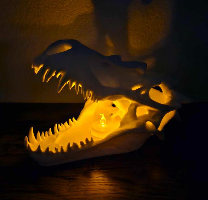 Halloween Dragon Skull with tea light candle