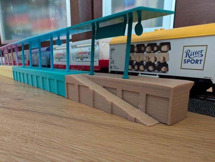 H0 Train Station Platform Ramp, Bahnsteig mit Rampe 1:87