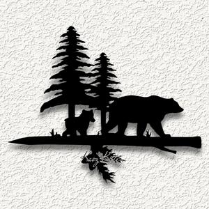 mama bear cub wildlife- WALL ART HOME DECORl