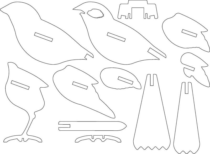 Bird ready for laser cutting or 3d printing. 