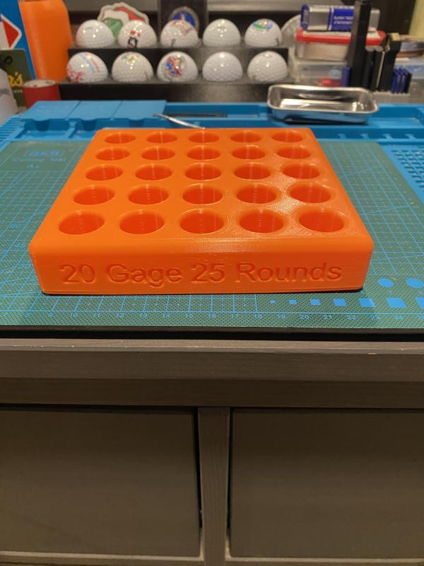 25 round holder for 20 gage shotgun shells