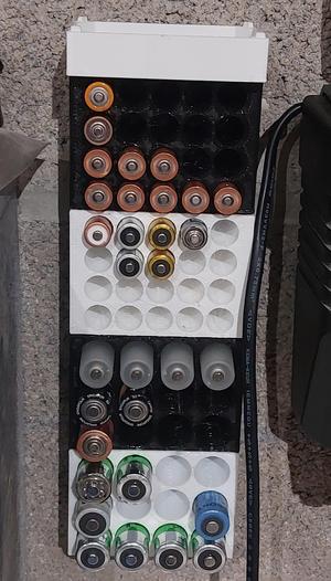 Stackable and wall mountable battery holder rack