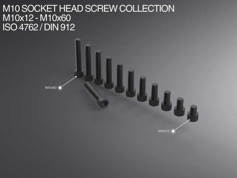 M10 Socket Head Screw Collection M10x12-M10x60 ISO 4762 / DIN 912