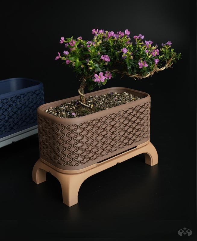 Kumiko Bonsai Planter with Legs (Rectangle)
