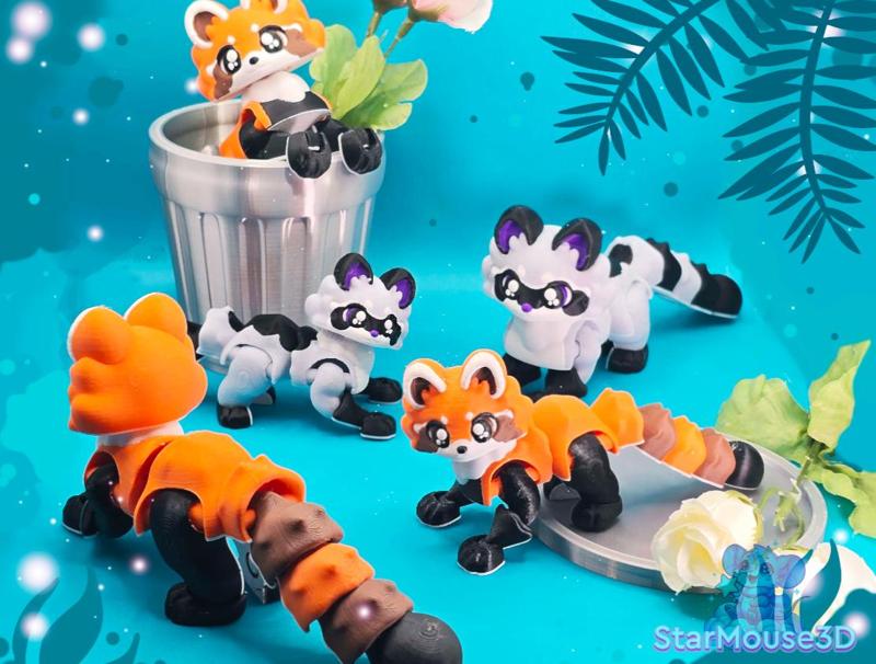 Trash Panda Set – Red Panda & Raccoon Flexi Duo! 