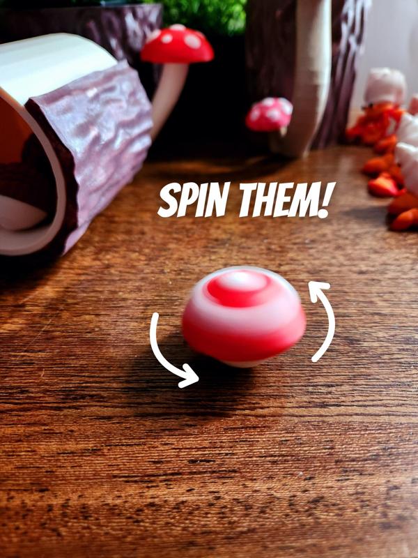 Mushroom and Acorn top spinners!