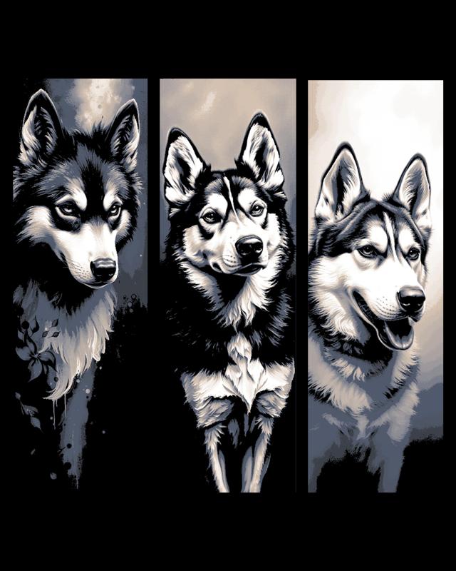 Portraits of the domesticated wolf - the beautiful Husky - Set of Bookmarks