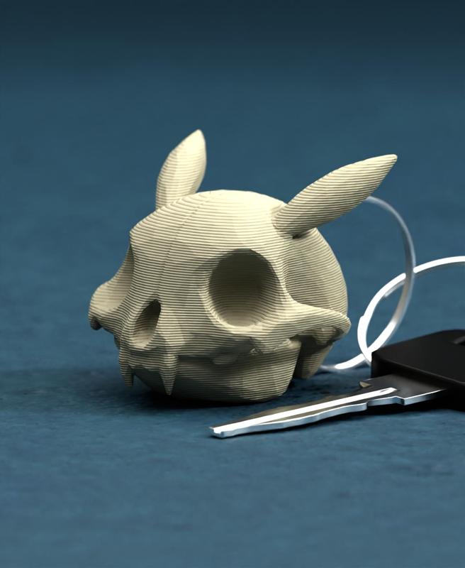 Pika Skull Key Ring