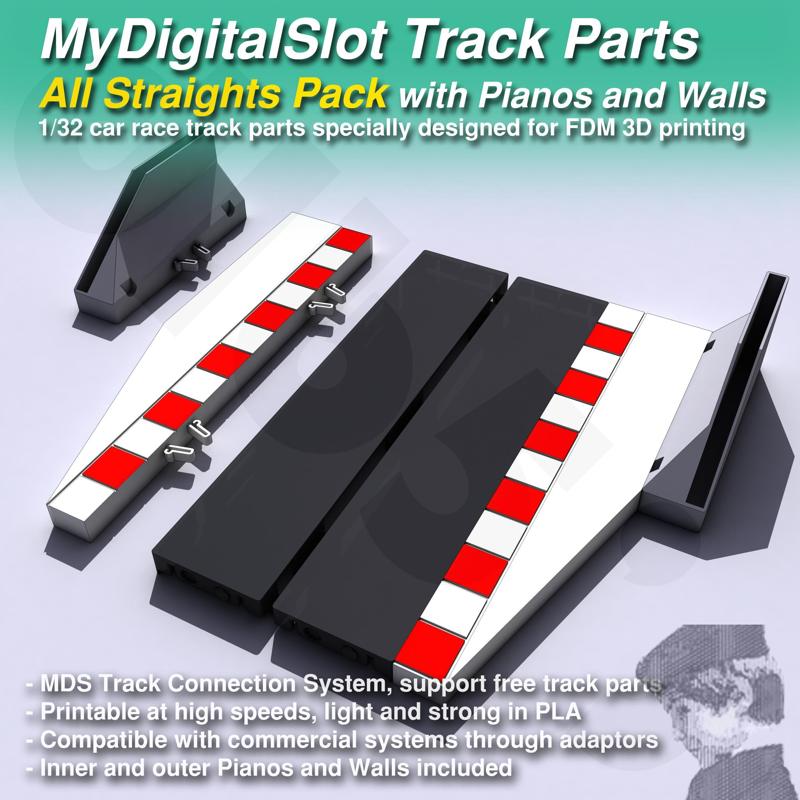 MyDigitalSlot All Straights Pack, 3D printed DIY track parts for your 1/32 Slot Car Racing Game