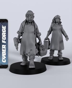 Doctor & Nurse Civilians - With Free Cyberpunk  - Sci-Fi Gift Ideas for RPG and Wargame