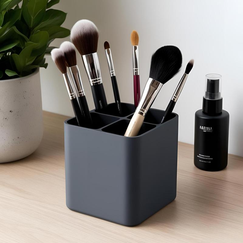 Modern Makeup Brush Holder With Four Compartments