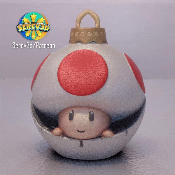 Cute Toad Christmas Ornament Decor - 3D print STL and multicolor 3MF file