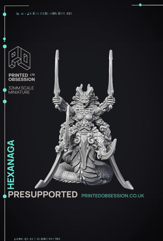 Hexanaga - Large Demon - PRESUPPORTED - Hell Hath No Fury - 32mm scale 