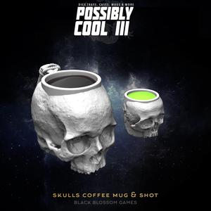 T3MU05 Skull Coffee Mug & Shot :: Possibly Cool Dice Tower 3