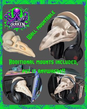 Raven Skull Headphone Mount – Multi-Mountable Gothic Desk Upgrade