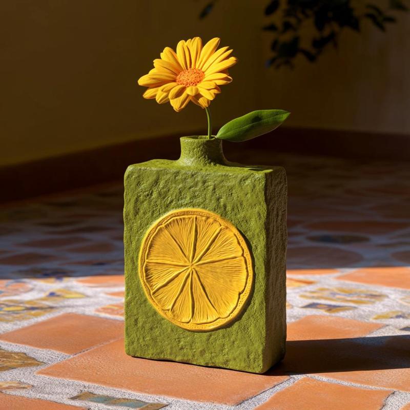 Limoncello Verde Vase – Textured Sicilian Lemon Vase