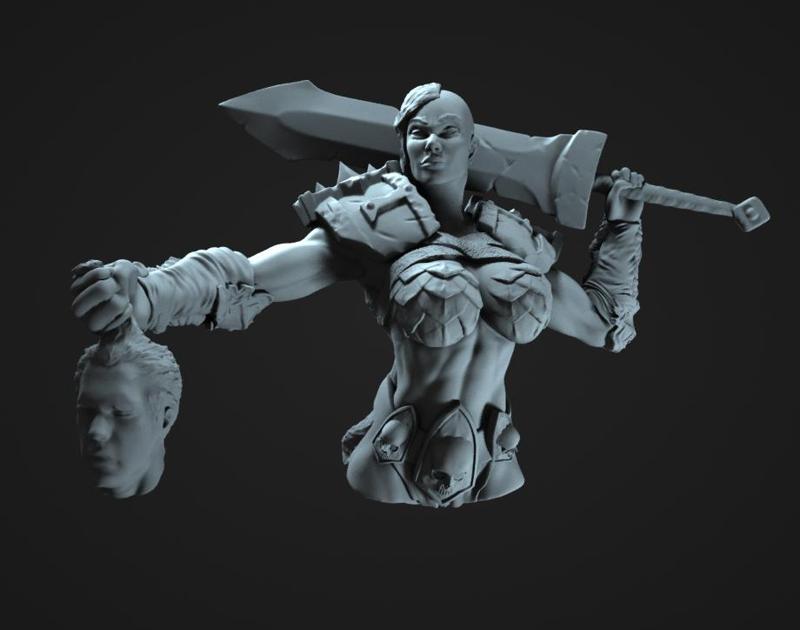 barbarian warrior bust