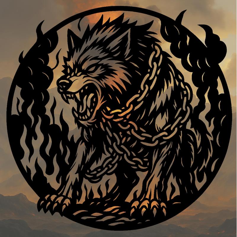 Fenrir 2D stained glass art