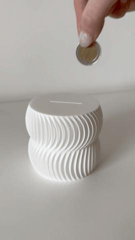 Swirly minimalist coin box / piggy bank