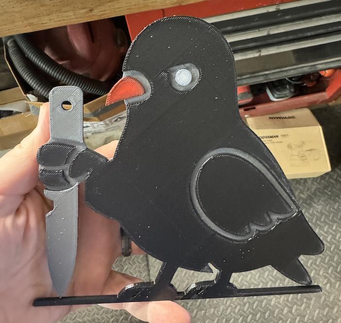 Angry Pigeon Holding a Knife
