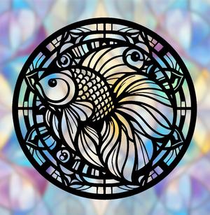 Goldfish Mandala Art – 2D geometric wallart (Stained Glass Style)