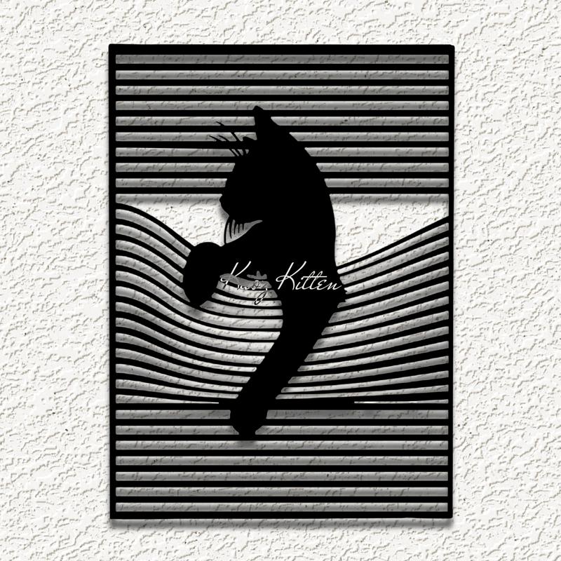 kitty cat in window optical i wall art home decorion.stl