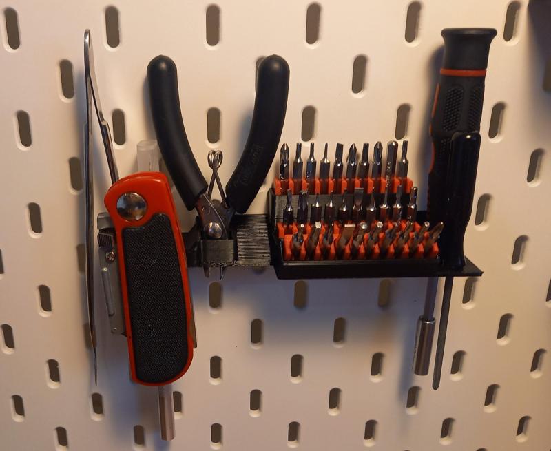 IKEA Skadis tool holder (screwdriver, exacto knife, plier, box cutter, tweezers)