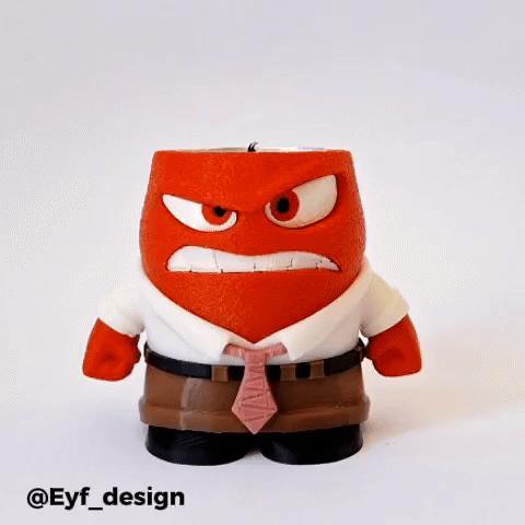 Inside Out Anger with real FIRE (Candle Holder)
