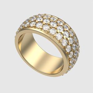 Wide 3 Rows Diamonds Wedding Ring 3D print