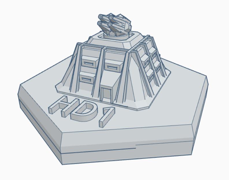Quad Gun Turret Emplacement Hex Map Scale HMSMil034
