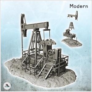 Pump jack Pumpjack oil well extraction system with piston (30) - Modern WW2 WW1 World War Diaroma Wargaming RPG Mini Hobby