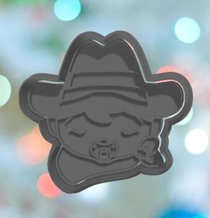 Baby Shower Cowboy Baby With Bandana Cookie Cutter