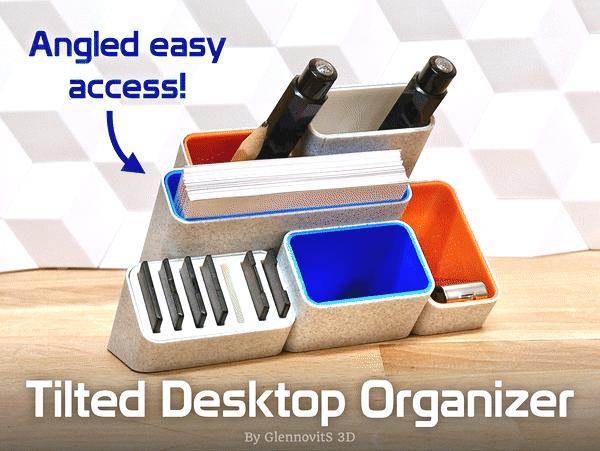 Tilted Desktop Organizer (minimal, modern and colorful storage)