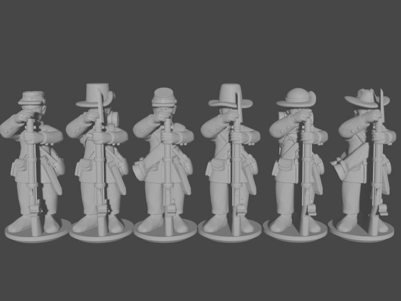 10-15mm American Civil War Infantry in Sack Coats Loading Pose 4 UA-6
