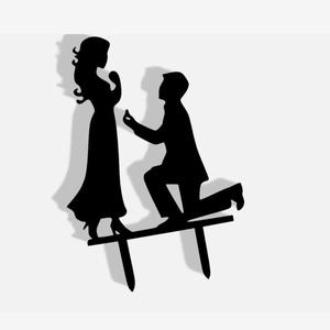 Marriage proposal wedding cake topper